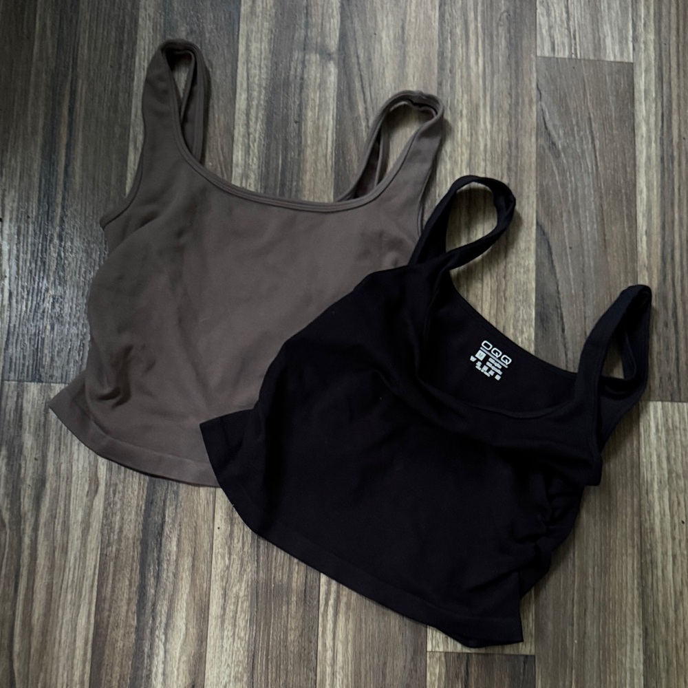 OQQ Women's Black and Brown Tank Tops